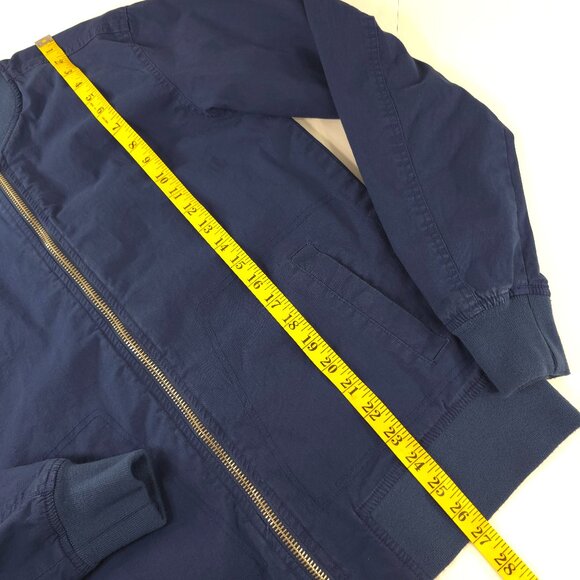 SLATE & STONE Mens MEDIUM Bomber Jacket Blue Cotton Stretch Long Sleeve Full Zip - Picture 14 of 16
